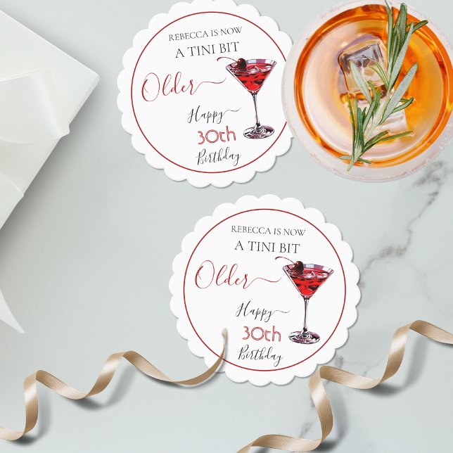 Körsbärscocktail En tini bit äldre födelsedag Underlägg Papper (Skapare uppladdad)
