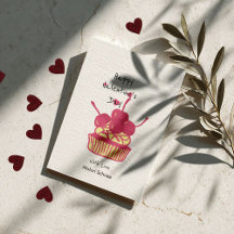 Körsbärscupcake Alla Hjärtans Dag – Handritad efte