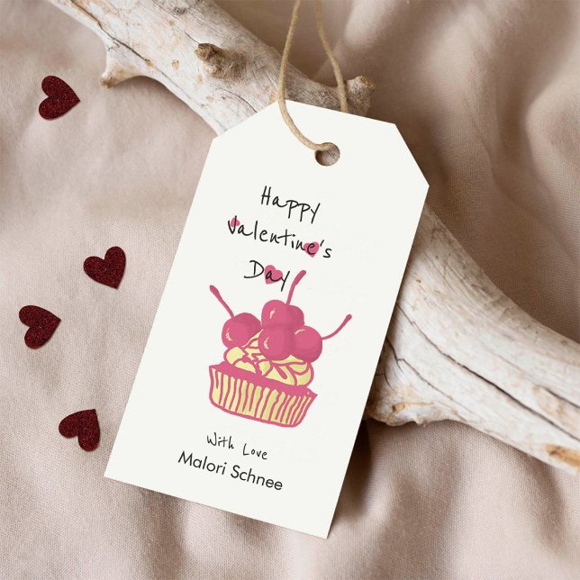 Körsbärscupcake Alla Hjärtans Dag – Handritad efte Presentetikett (Skapare uppladdad)