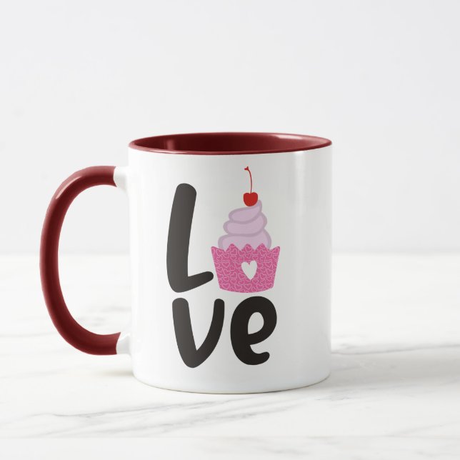 Körsbärscupcake-Valentin Smörgås Kopp - Söt Kaffep (Vänster)