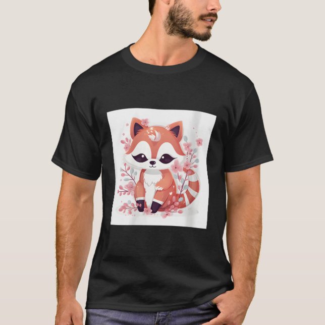 Körsbärsdekoren och Blommarna Red Panda Print Home T Shirt (Framsida)