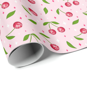 Körsbärsdisco boll mönster presentpapper