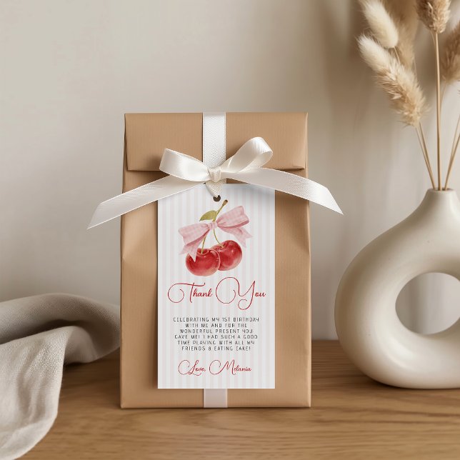 Körsbärsfödelsedagspresenttagg Presentetikett (Skapare uppladdad)