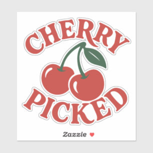 Körsbärsgrafik för plockat Trendig Retro Fruit Klistermärken