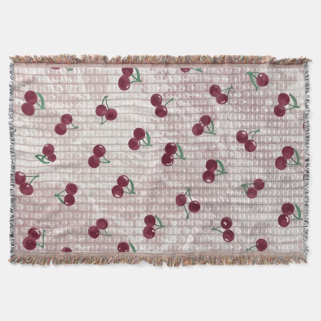Körsbärshäkelad filt illustration – Pastellrosa  (Framsidan)