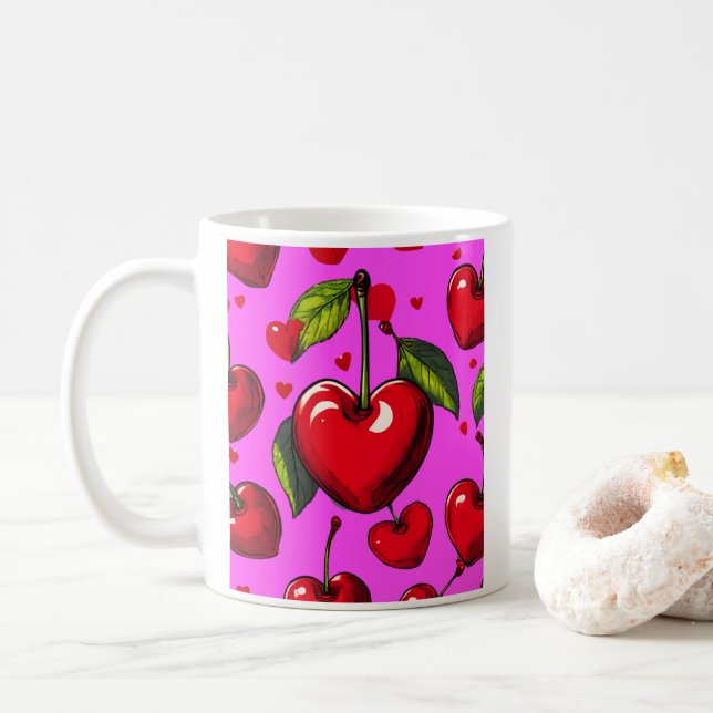 Körsbärshjärtan Kaffemugg (Med munk)