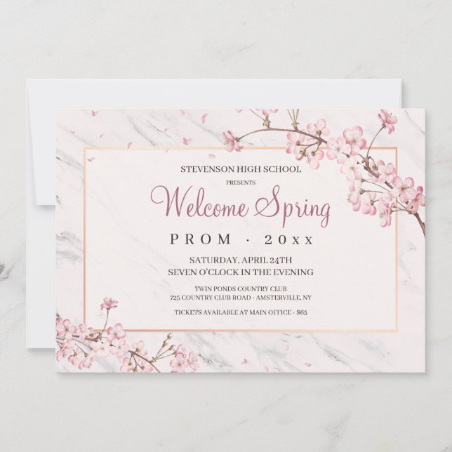 Körsbärsinbjudan Blommar Ram Prom Inbjudningar (Framsida)