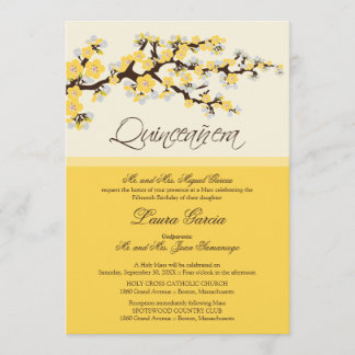 Körsbärsinbjudan Quinceanera Blommar (gult) Inbjudningar