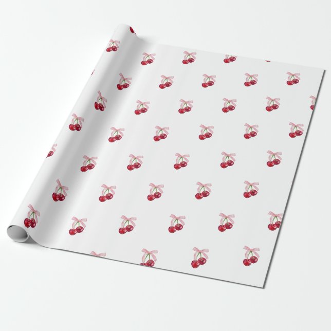 Körsbärsinpackningspapper  presentpapper (Utrullad)