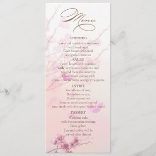 Körsbärskort Blommar/Sakura Bröllop Menu-kort Meny