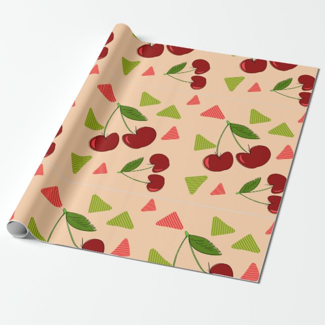 körsbärspappersinslagning presentpapper (Utrullad)