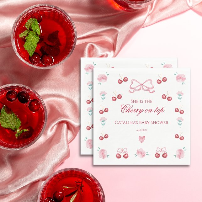  körsbärsprovning av körsbär överst pappersservett (Skapare uppladdad)