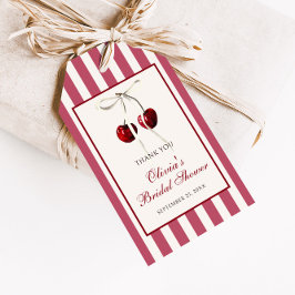 Körsbärsrandigt tack presentetikett