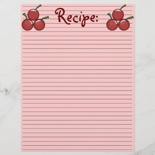 Körsbärsreceptpapper (Framsida)