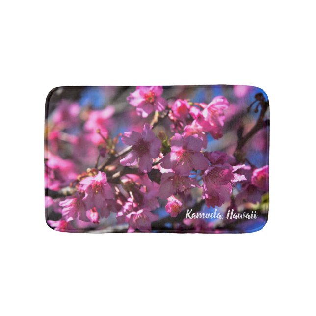 Körsbärsröd blommar badrumsmatta (Framsidan)