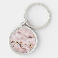 Körsbärsröd blommar Bokeh Keychain för vit
