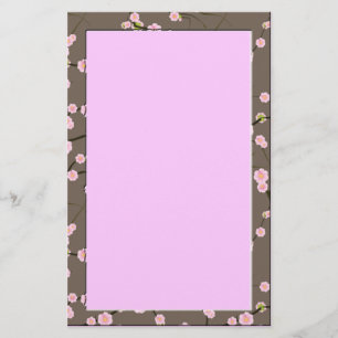 körsbärsröd blommar brevpapper