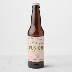 Körsbärsröd blommar - FUSION Ölflaska Etikett