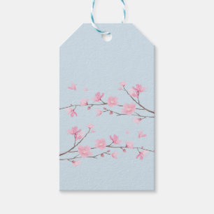 Körsbärsröd blommar - Genomskinlig-Bakgrund Presentetikett