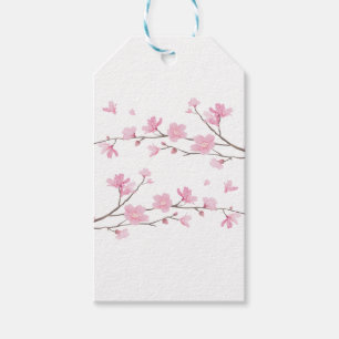 Körsbärsröd blommar - Genomskinlig-Bakgrund Presentetikett