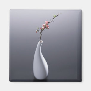 Körsbärsröd blommar i vas magnet