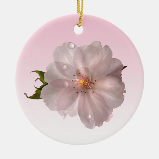 Körsbärsröd blommar julgransprydnad keramik (Framsidan)