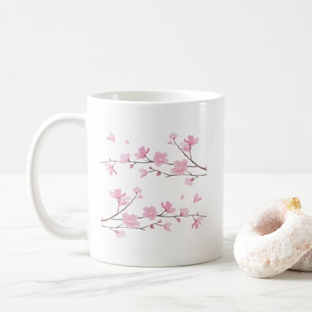 Körsbärsröd blommar kaffemugg (Med munk)