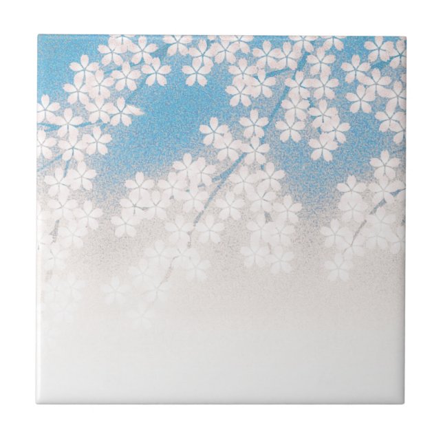 Körsbärsröd blommar kakelplatta (Framsidan)