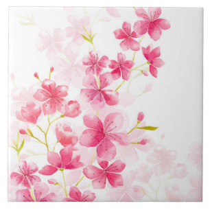 Körsbärsröd blommar kakelplatta