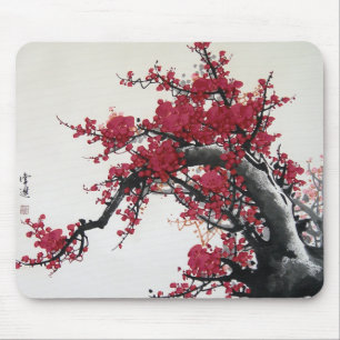 Körsbärsröd blommar - kinesiska måla Mousepad Musmatta