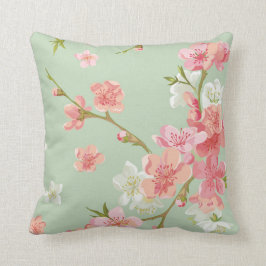 Körsbärsröd blommar, mint, jade, trendig som är kudde