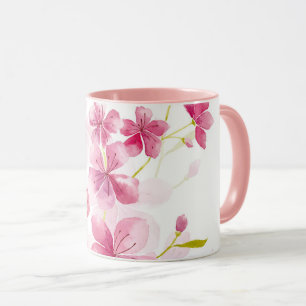 Körsbärsröd blommar mugg