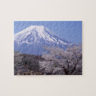 Körsbärsröd blommar och Mount Fuji Pussel