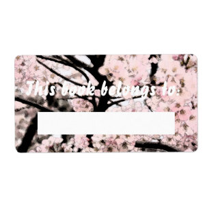 Körsbärsröd blommar redigerade Booklabel Fraktsedel