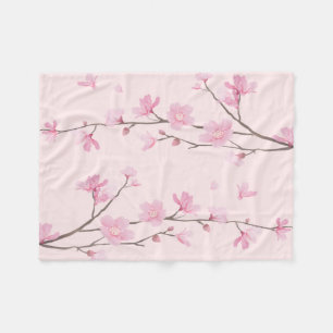 Körsbärsröd blommar - rosa fleecefilt