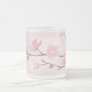 Körsbärsröd blommar - rosa frostad glasmugg