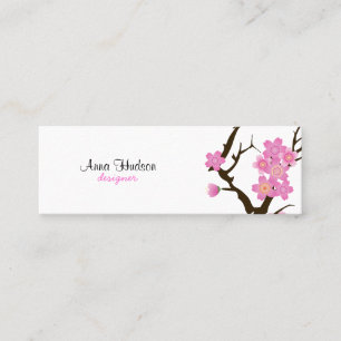Körsbärsröd blommar, Sakura blommor - brun vit Mini Visitkort
