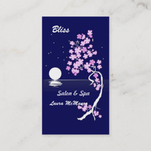 Körsbärsröd blommar (Sakura) på natten (på bl Visitkort