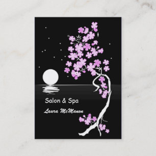 Körsbärsröd blommar (Sakura) på natten (på sv Visitkort