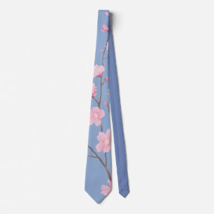 Körsbärsröd blommar - Serenityblått Slips