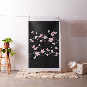 Körsbärsröd blommar - svart tyg