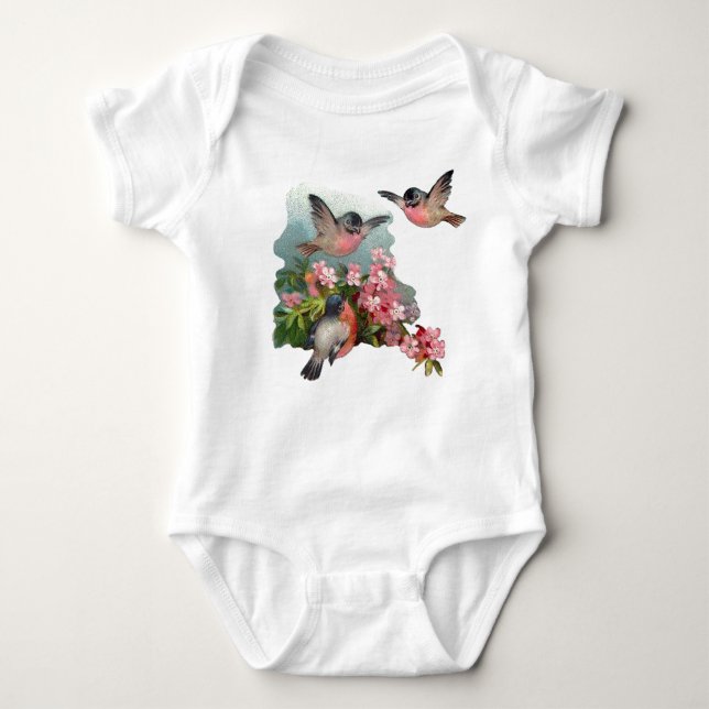 Körsbärsröd blommarbabyranka t-shirt (Framsida)