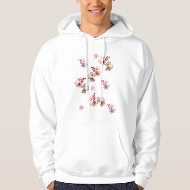 Körsbärsröd blommarblommigt hoodie (Framsida)