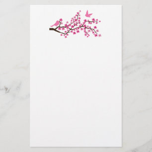 Körsbärsröd blommarbrevpapper brevpapper
