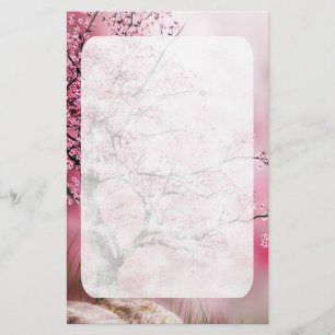 Körsbärsröd blommarbrevpapper för orientalisk brevpapper