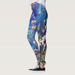 Körsbärsröd blommardamasker leggings