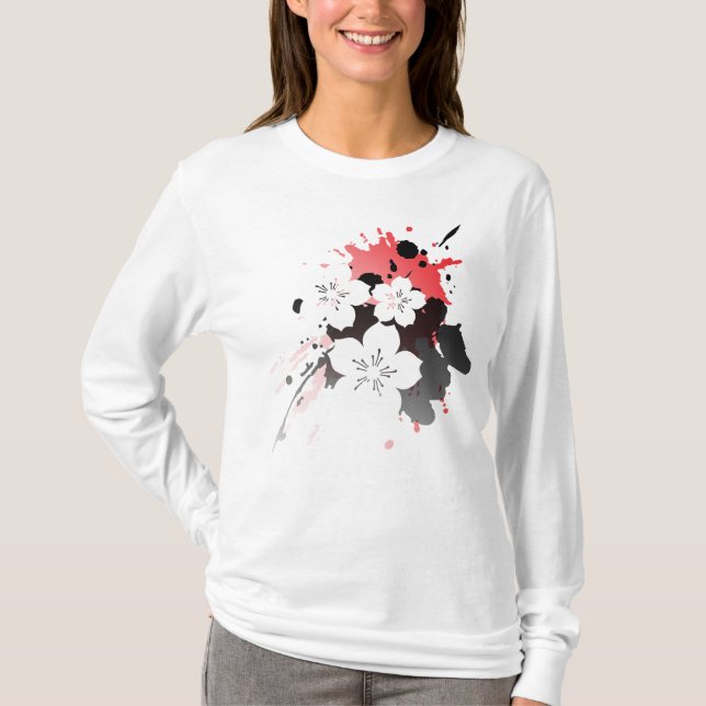 Körsbärsröd blommarfestival t shirt (Framsida)