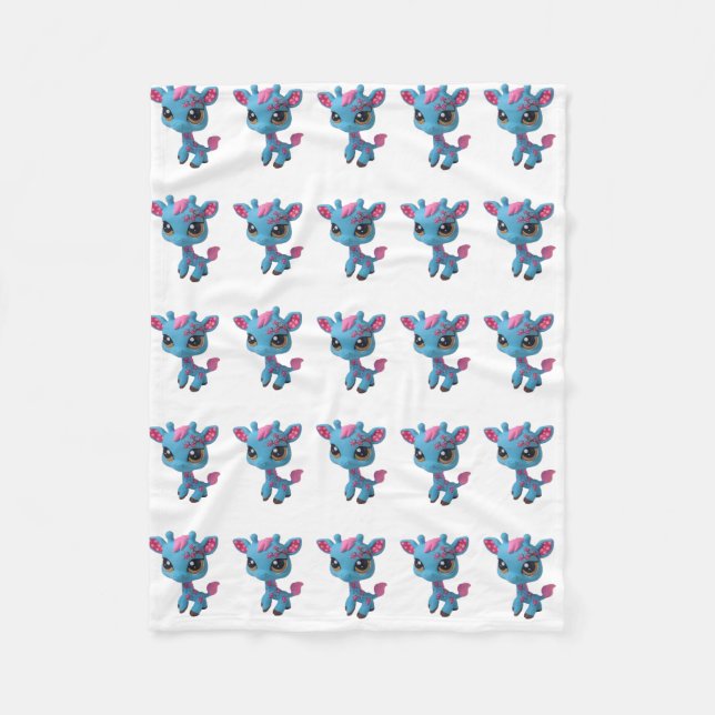 Körsbärsröd blommargirafffilt fleecefilt (Framsidan)