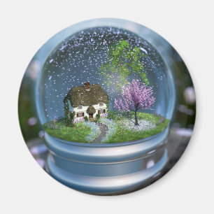 Körsbärsröd blommarjordklotmagnet magnet