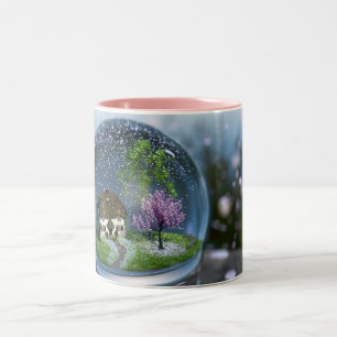 Körsbärsröd blommarjordklotmugg Två-Tonad mugg
